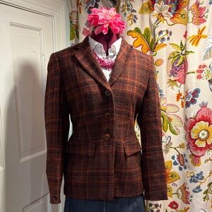 Jones New York Rust Wool Plaid Blazer